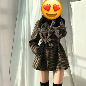 Houndstooth Belted Coat